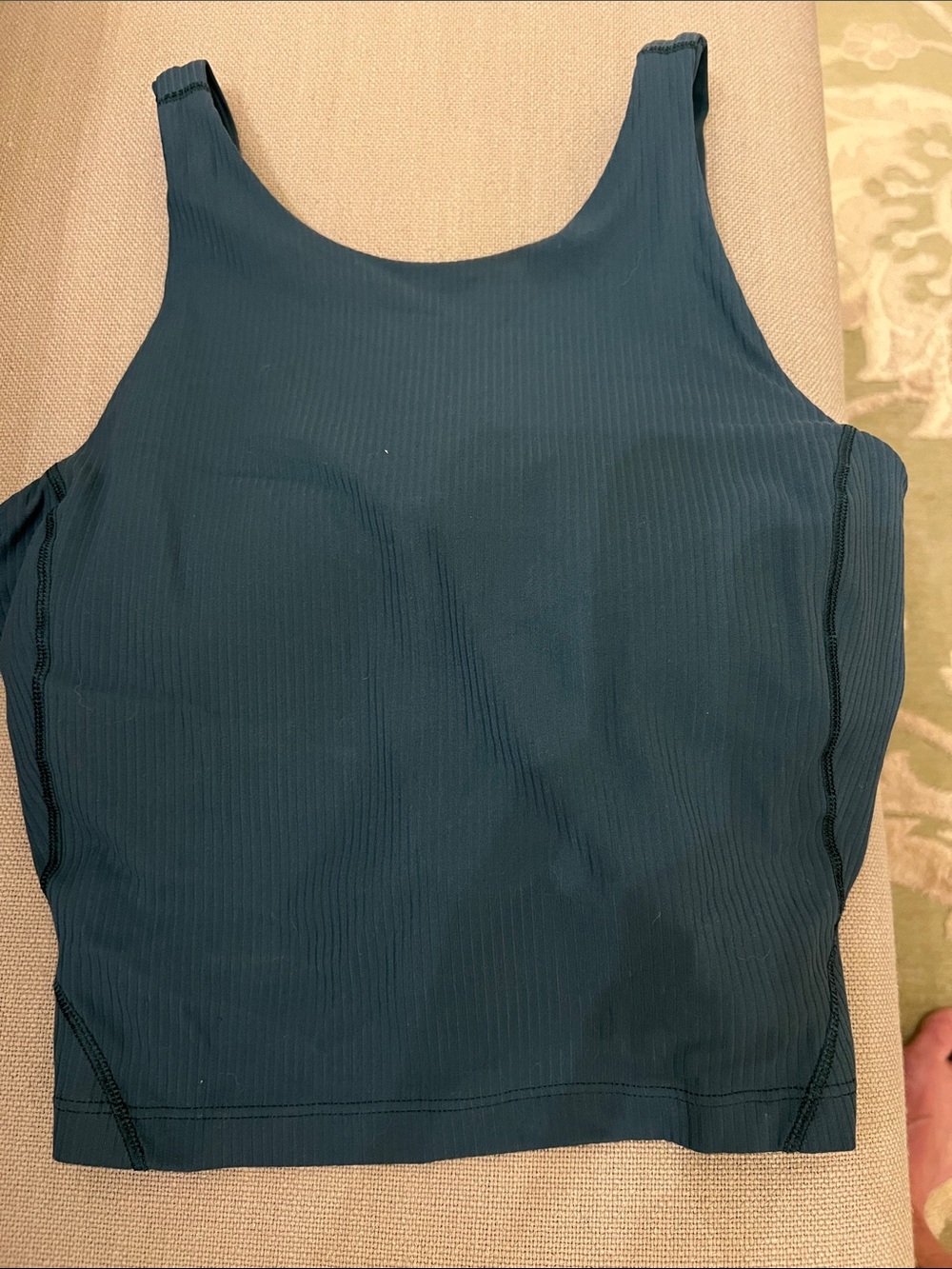 Lululemon high neck crop tank/sports bra sz 6 teal color.  Like new!